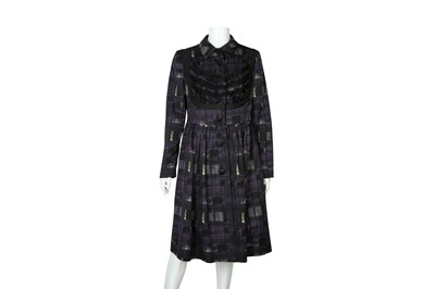 Lot 391 - Prada Black Wool Print Frock Coat - Size 44