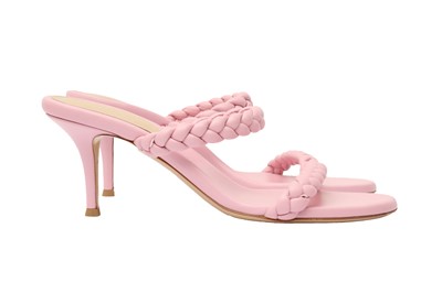 Lot 19 - Gianvito Rossi Pink Braided Heeled Mule - Size 41