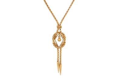 Lot 8 - A FANCY-LINK CHAIN PENDANT NECKLACE