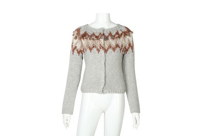 Lot 96 - Brunello Cucinelli Grey Cashmere Embellished Cardigan
