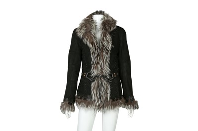 Lot 387 - Roberto Cavalli Black Suede Boho Jacket - Size 42