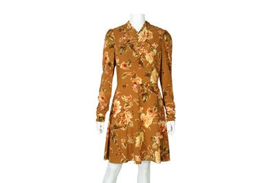 Lot 248 - Zimmermann Tan Silk Resistance Floral Print Dress - Size 2