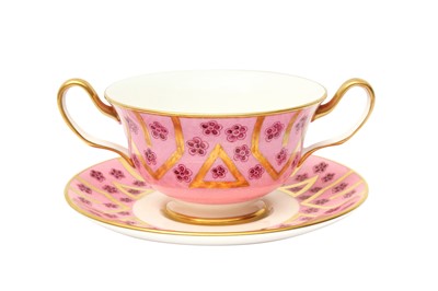 Lot 431 - Tiffany & Co Framboise Rose Bouillon Bowls and Saucers