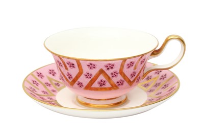 Lot 430 - Tiffany & Co For Limoges Framboise Rose Tea Cups and Saucers