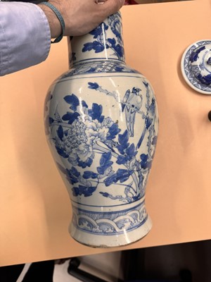 Lot 460 - A CHINESE BLUE AND WHITE BALUSTER VASE AND COVER