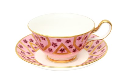 Lot 433 - Tiffany & Co For Limoges Framboise Rose Tea Cups and Saucers