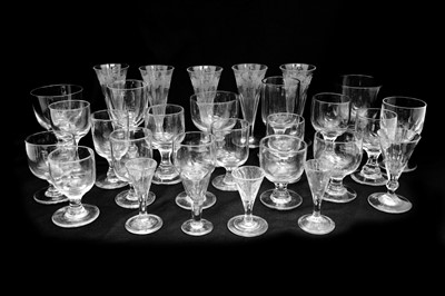 Lot 301 - A GROUP OF RUMMERS AND OTHER DRINKING GLASSES, MAINLY 19TH CENTURY