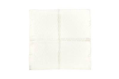 Lot 161 - Hermes White Façonnee Grand H Pocket Square