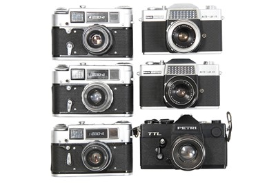Lot 88 - Six Mechanical 35mm Rangefinder/SLR Cameras with Lenses.