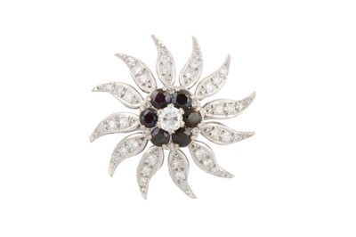Lot 72 - A SAPPHIRE AND DIAMOND BROOCH, CIRCA 1968