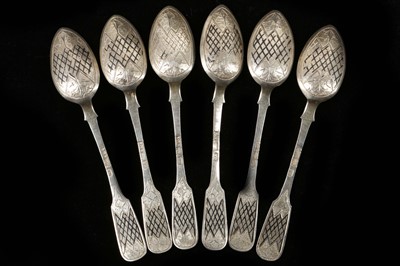 Lot 244 - A set of six fine antique Imperial Russian 84...