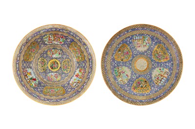 Lot 13 - A LARGE BOWL AND DISH FROM THE ZILL AL-SULTAN CANTON PORCELAIN SERVICE