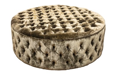 Lot 402 - A CONTEMPORARY GREEN VELVET OTTOMAN