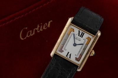 Lot 345 - CARTIER TANK VERMEIL WRISTWATCH