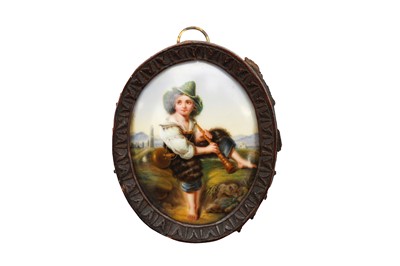 Lot 225 - A GERMAN HAND PAINTED PORCELAIN PLAQUE, LATE 19THCENTURY