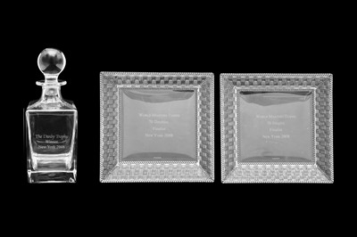 Lot 269 - A PAIR OF TIFFANY & CO GLASS DISHES AND A DECANTER