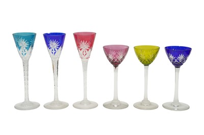Lot 314 - A PART SET OF ST LOUIS CRYSTAL SCHNAPPS GLASSES, EARLY CENTURY