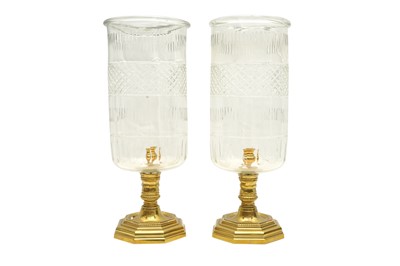 Lot 435 - A PAIR OF LARGE REGENCY STYLE STORM LANTERNS