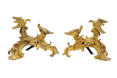 Lot 264 - A PAIR OF 19TH ORMOLU CHENETS