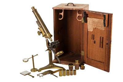Lot 8 - A Rare and Early Andrew Ross Co. Brass Achromatic Compound Microscope