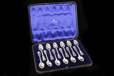 Lot 239 - A cased set of twelve antique Sterling Silver...