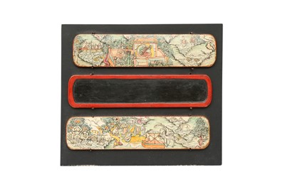 Lot 192 - A TIBETAN PAINTED MINIATURE 'BUDDHIST' WRITING SET