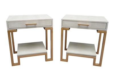 Lot 414 - A PAIR OF ANDREW MARTIN FAUX SHAGREEN BEDSIDE TABLES