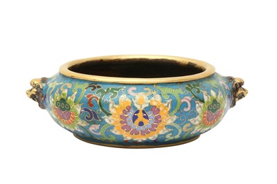 Lot 122 - A CHINESE BRONZE AND CLOISONNÉ ENAMEL CENSER