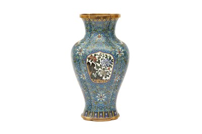 Lot 555 - A CHINESE CLOISONNÉ ENAMEL LOBED 'BLOSSOMS' VASE