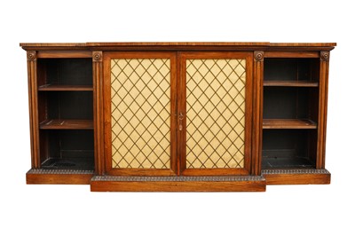 Lot 417 - A REGENCY ROSEWOOD BREAKFRONT SIDEBOARD