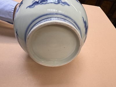 Lot 468 - A CHINESE BLUE AND WHITE 'LOTUS' BOTTLE VASE