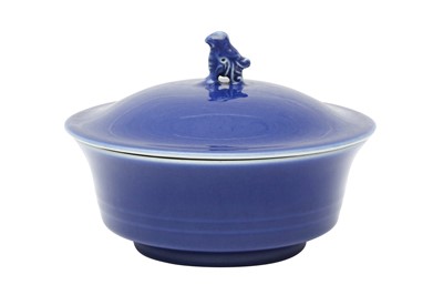 Lot 649 - A CHINESE MONOCHROME BLUE-GLAZED BOWL AND COVER