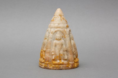 Lot 183 - A RARE TIBETAN CARVED STONE STUPA