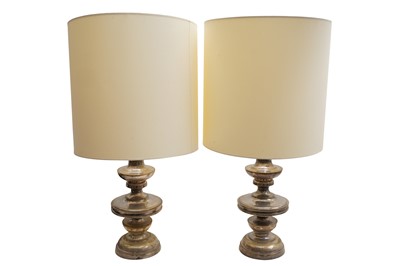 Lot 279 - SIMON LOSCERTALES BONA, SPAIN; A PAIR OF SILVER PLATED TABLE LAMPS