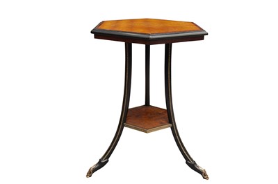 Lot 389 - A 19TH CENTURY HEXAGONAL TOP LAMP TABLE