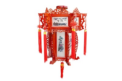 Lot 245 - A LARGE CHINESE SHANGHAI RED LANTERN