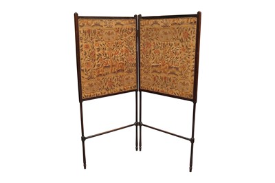 Lot 404 - A GEORGE III MAHOGANY TWO-LEAF FIRE SCREEN, CIRCA 1770