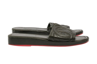 Lot 140 - Chanel Black Matelasse CC Mule