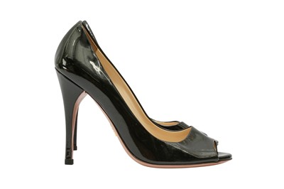 Lot 107 - Prada Black Peep Toe Heeled Pump - Size 36