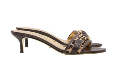 Lot 257 - Dolce & Gabbana Brown Leopard Kitten Heeled Mule - Size 40