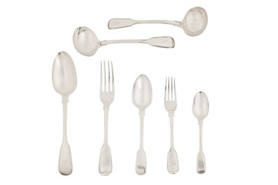 Lot 242 - A Victorian sterling silver part- table service of flatware / canteen, London 1848/49/54 by George Adams of Chawner and Co