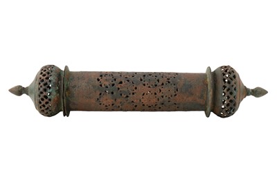 Lot 33 - A LARGE PERSIAN SELJUK OPEN WORK SCROLL HOLDER
