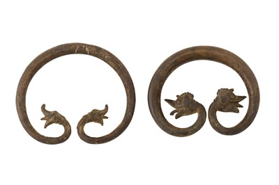 Lot 60 - TWO 17TH CENTURY ZOOMORPHIC CASKET HANDLES