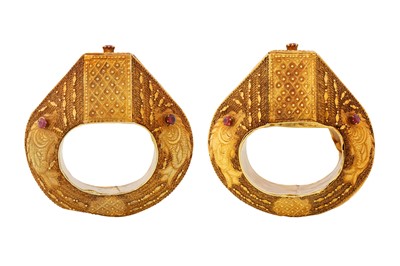 Lot 94 - A PAIR OF INDONESIAN METAL BRACELETS