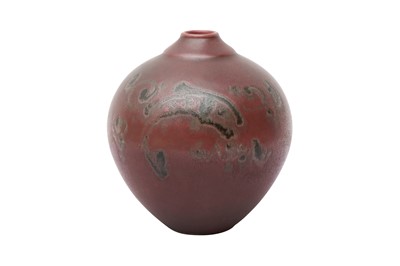 Lot 135 - A CHINESE RED-GLAZED GLOBULAR JAR