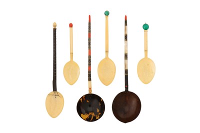 Lot 106 - A GROUP OF SIX LUXURIOUS AND EXOTIC SPOONS