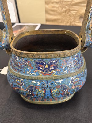 Lot 557 - A CHINESE CLOISONNÉ ENAMEL 'PHOENIX' VASE AND COVER, HU