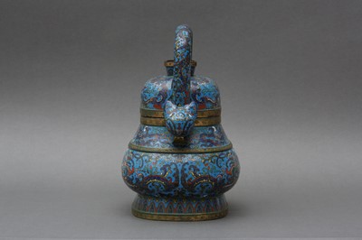 Lot 557 - A CHINESE CLOISONNÉ ENAMEL 'PHOENIX' VASE AND COVER, HU