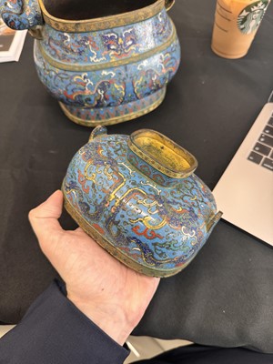 Lot 557 - A CHINESE CLOISONNÉ ENAMEL 'PHOENIX' VASE AND COVER, HU