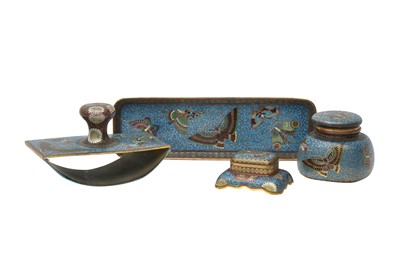 Lot 184 - A CHINESE CLOISONNÉ ENAMEL WRITING SET